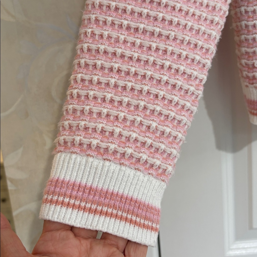 Nanette Feminine Pink and White Cardigan/Blazer with Silver Buttons - Picture 5 of 10
